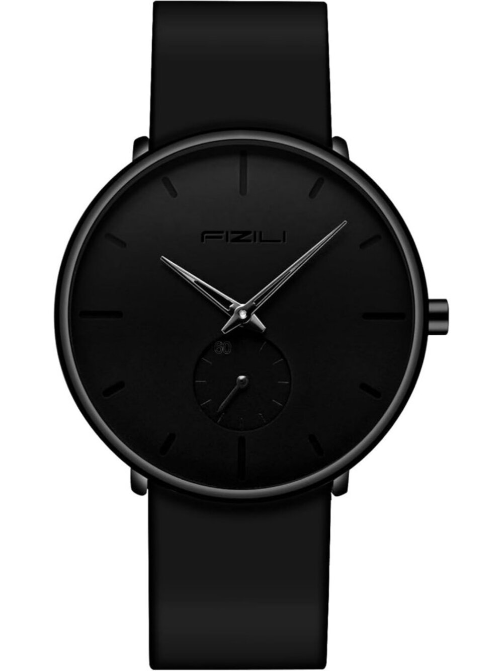 Unisex Black Ultra-Thin Minimalist Waterproof Fashion Silicone Band Wrist Watch